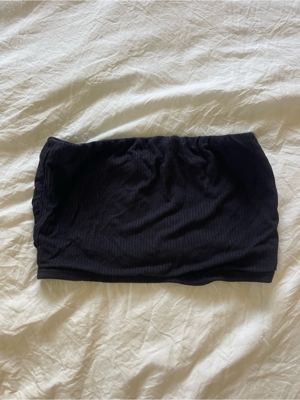 Revamped Black Ribbed Mini Tube Skirt